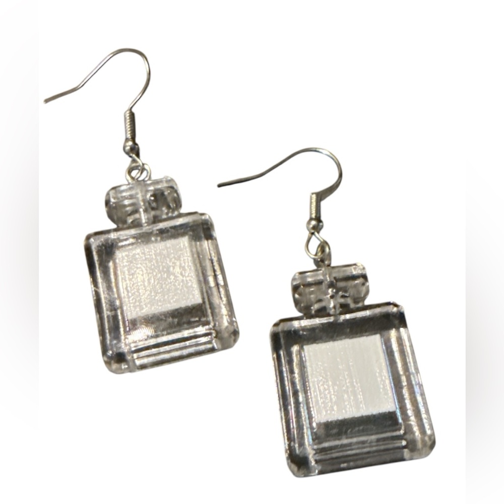 3/$20 Clear Square Perfume‎ Bottle Earrings